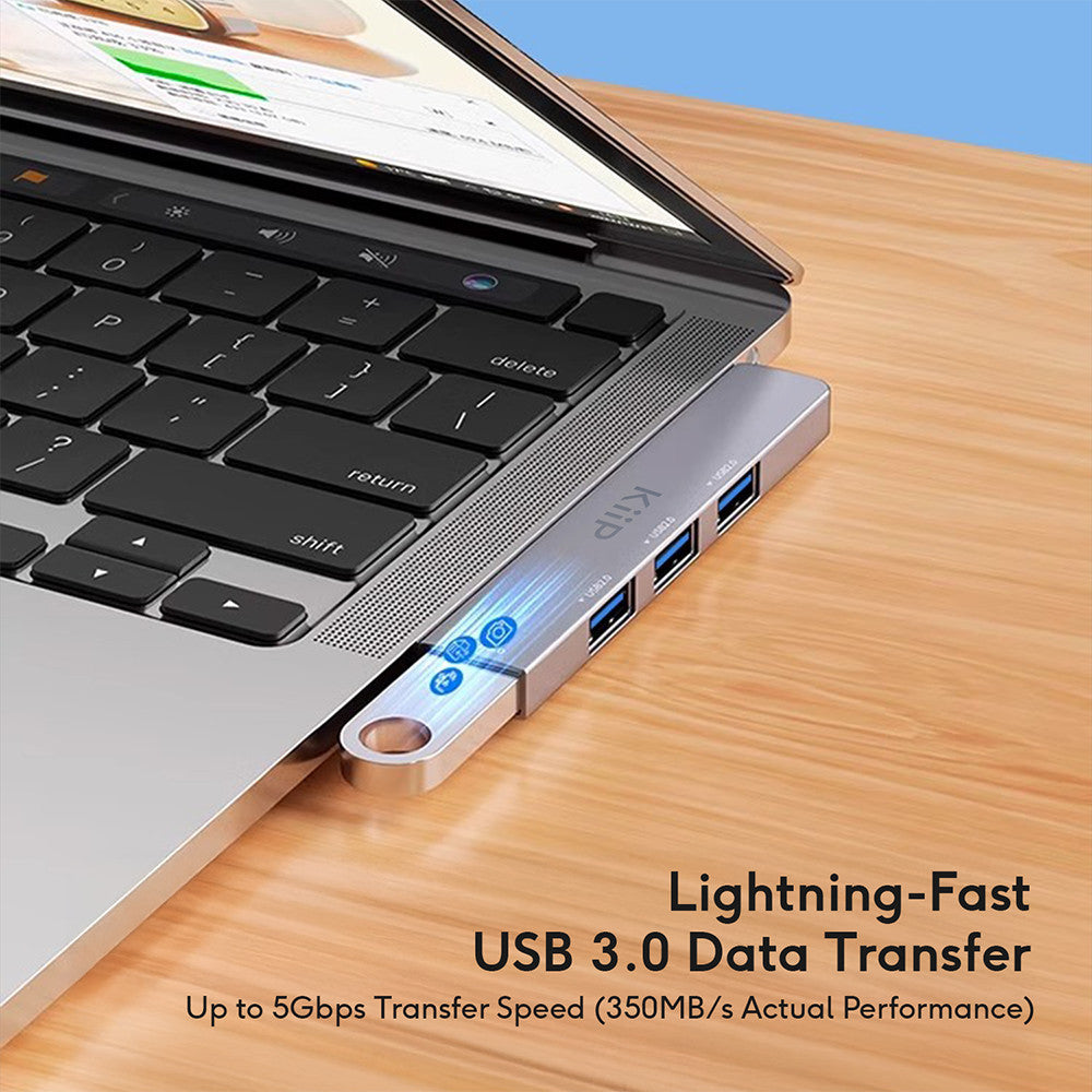 KiiP USB Hub 4 Port 5Gbps 3.0 Ultra Slim Built In Transfer Data Card Slot
