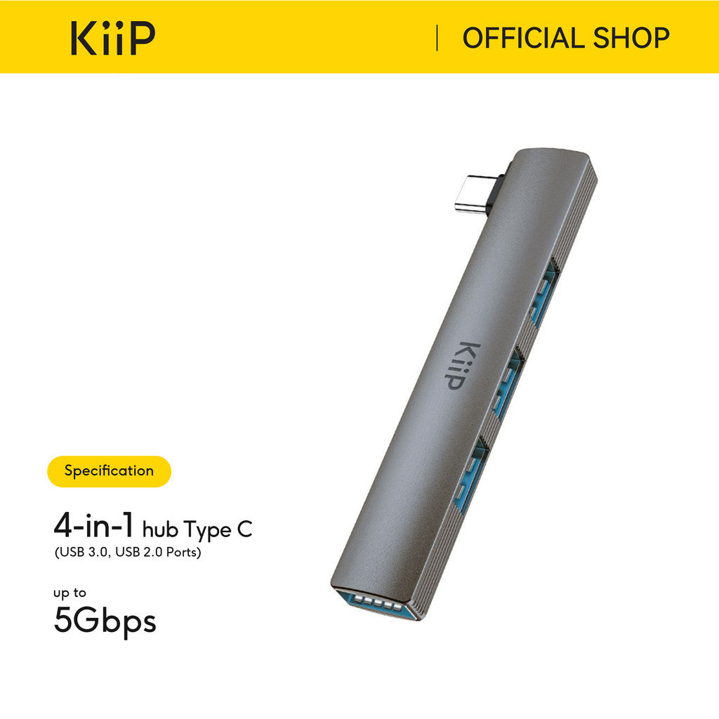 KiiP USB Hub 4 Port 5Gbps 3.0 Ultra Slim Built In Transfer Data Card Slot