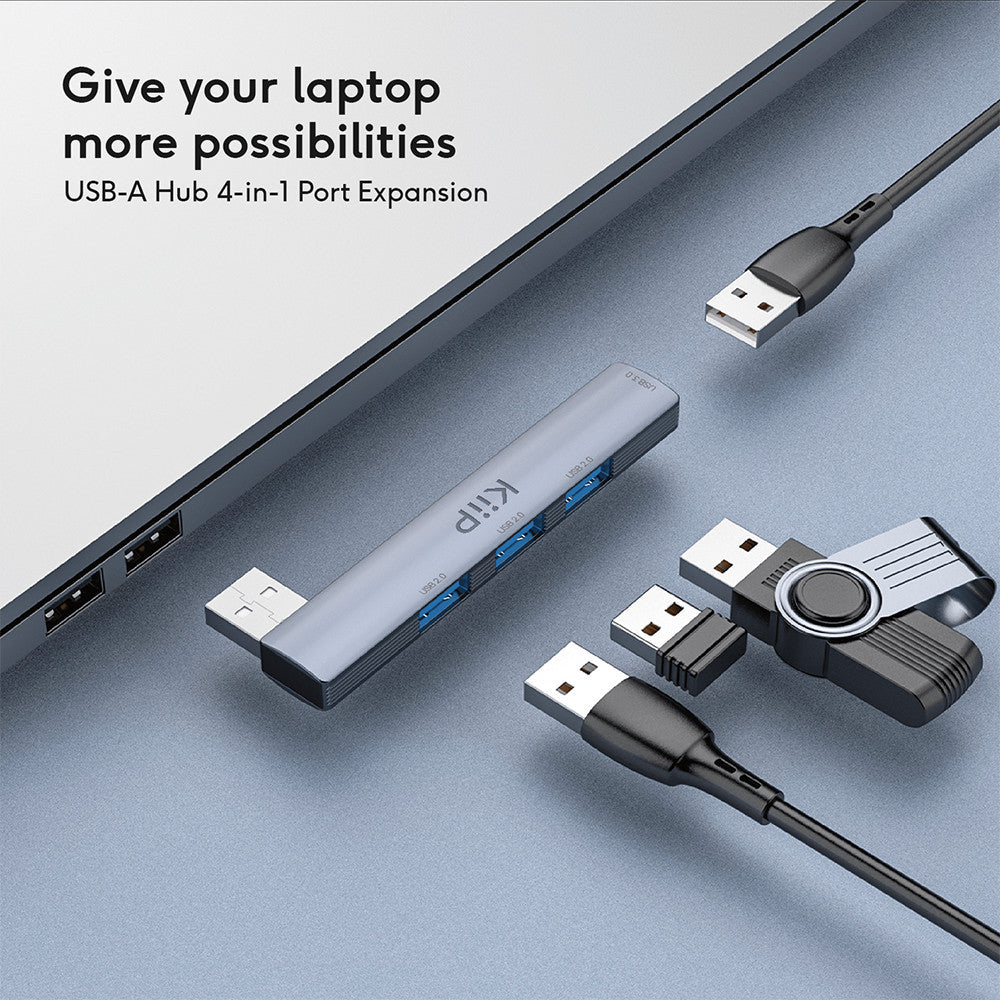 KiiP USB Hub 4 Port 5Gbps 3.0 Ultra Slim Built In Transfer Data Card Slot