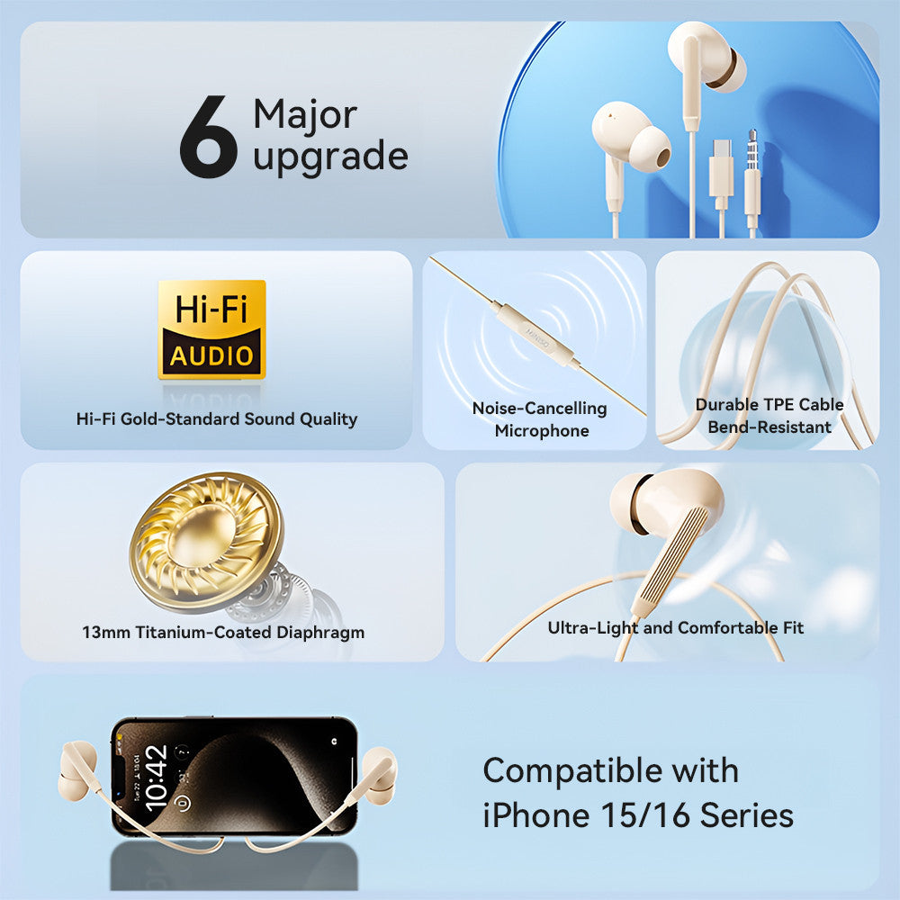 KiiP Headset Wired HiFi Earphone Kabel ENC Call Noise Cancellation Headset Kabel Anti Delay