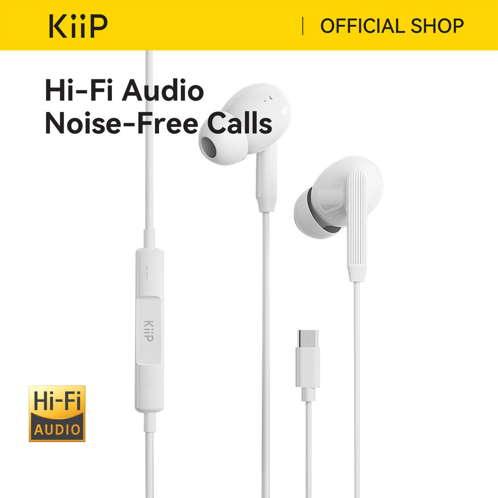 KiiP Headset Wired HiFi Earphone Kabel ENC Call Noise Cancellation Headset Kabel Anti Delay
