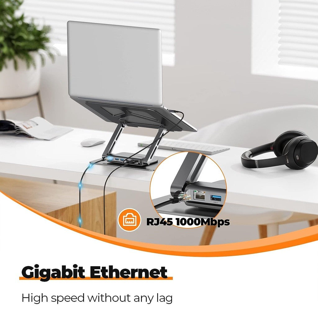 KiiP H05 6in1 Hub Foldable 360 Rotatable Laptop Stand Holder Multifunction