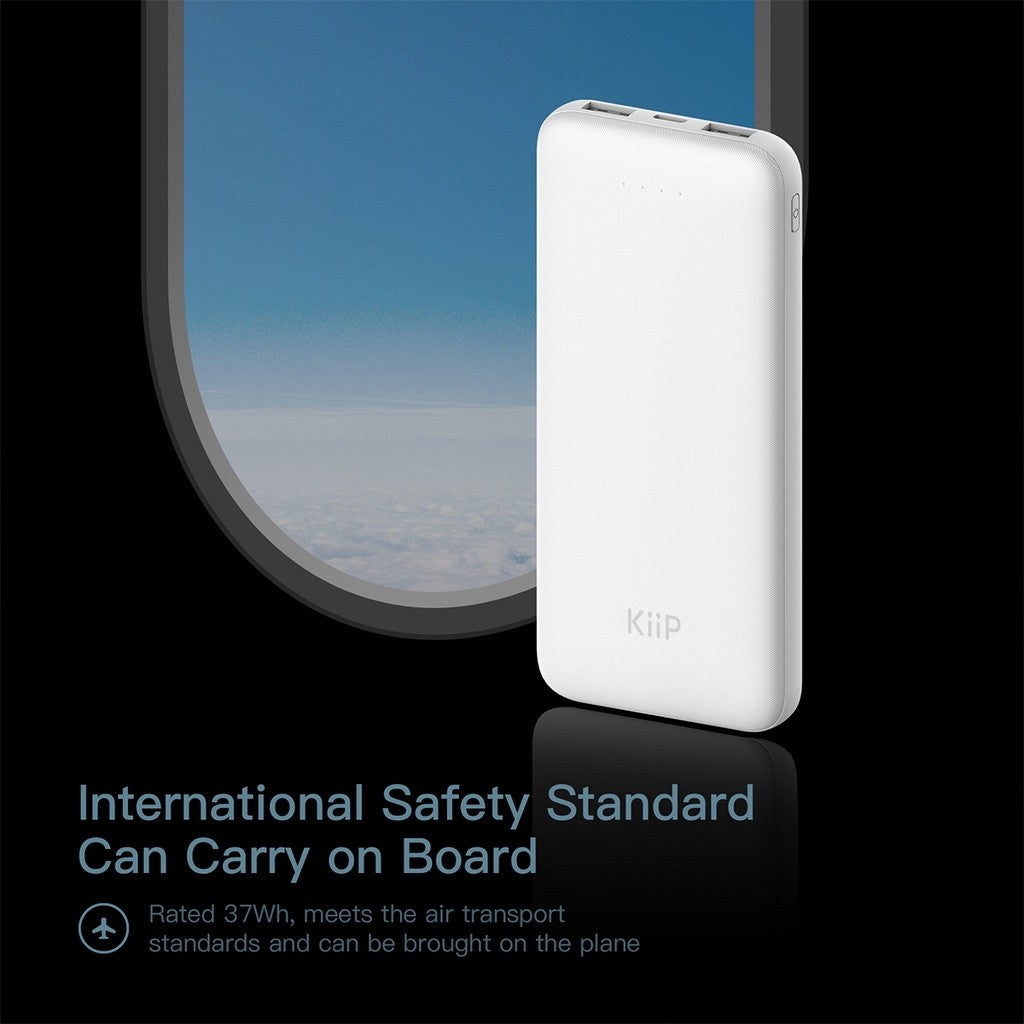 KiiP E33 Power Bank Slim 10000mAh Dual Input Type-C Micro USB Port