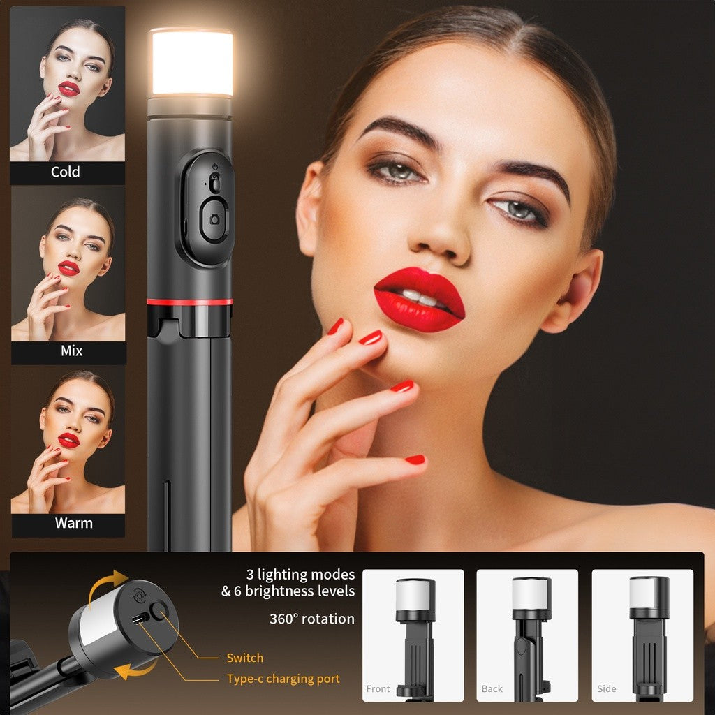 KiiP Mini Selfie Stick Tripod Tongsis Bluetooth Fill Light Handphone