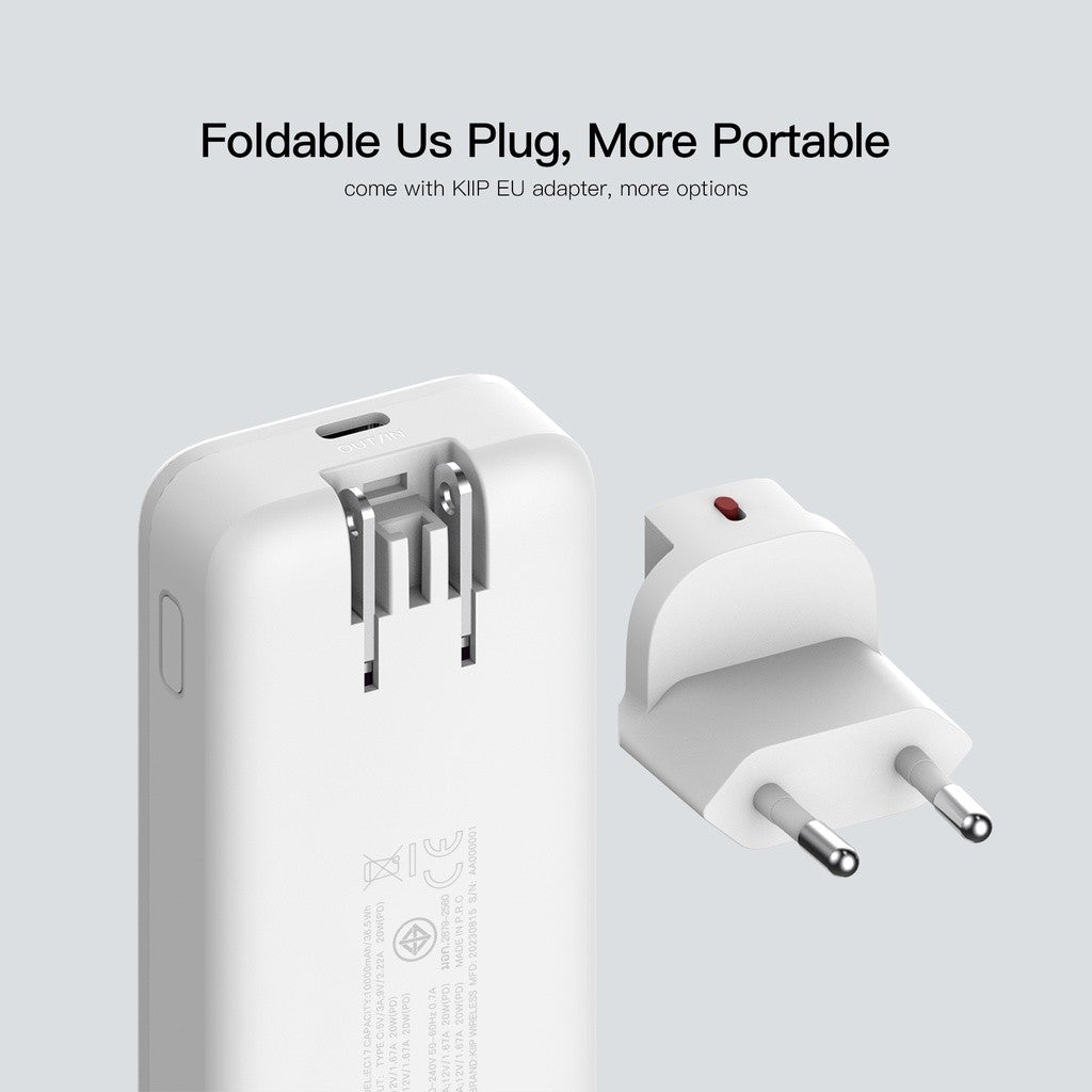 KiiP EC17 Power Bank Fast Charging 20W 2in1 EU Adapter Quick Charging 10000mAh