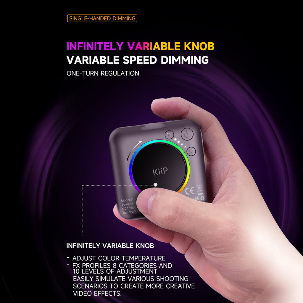 KiiP Portable RGB LED Video Light 6W Mini Lighthing 360° Lampu Konten Minimalis
