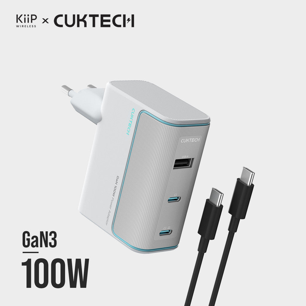 KiiP x Cuktech 10 GaN 100W Adaptor Kepala Charger Fast Charging USB TYPE C PD QC