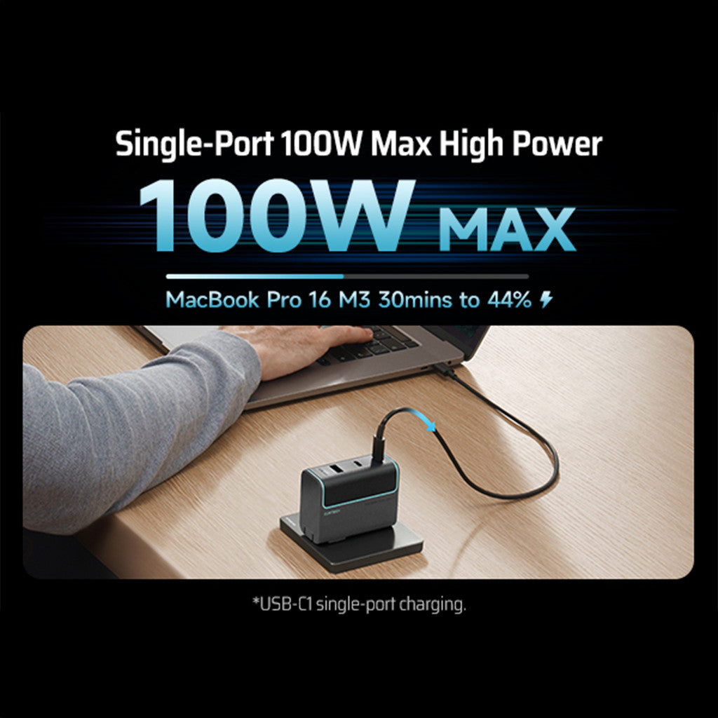 KiiP x Cuktech 10 GaN 100W Adaptor Kepala Charger Fast Charging USB TYPE C PD QC