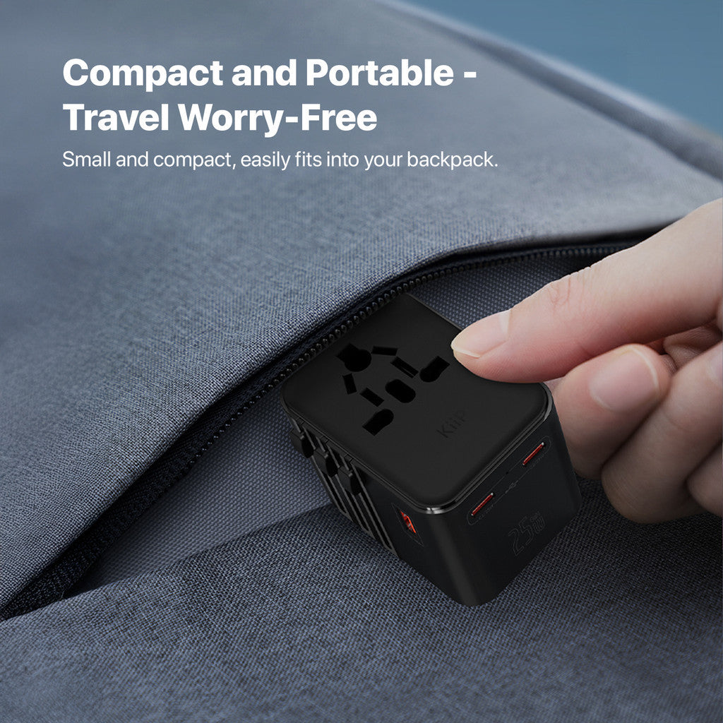 KiiP C27T Travel Adaptor GaN Adapter Charger Universal PD Fast Charging 25W