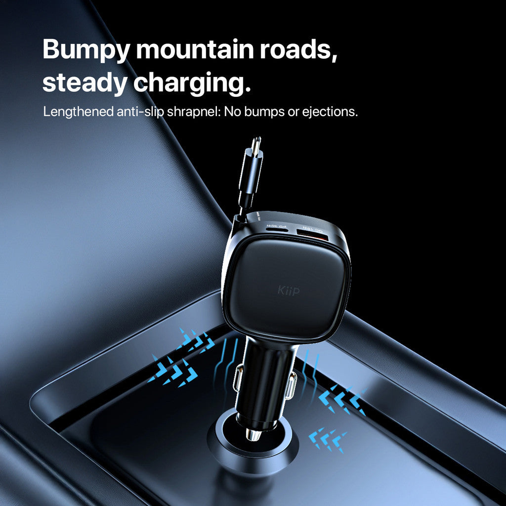 KiiP SC17 Car Charger Retractable PD 84W Charger Mobil Fast Charging