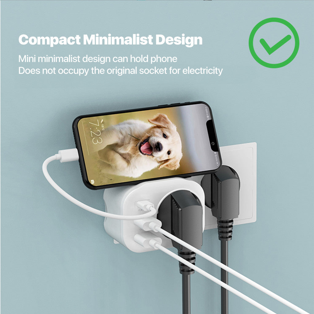 KiiP C26T Travel Adaptor 20W Fast Charging Dual USB (18W)/Type-C (25W)