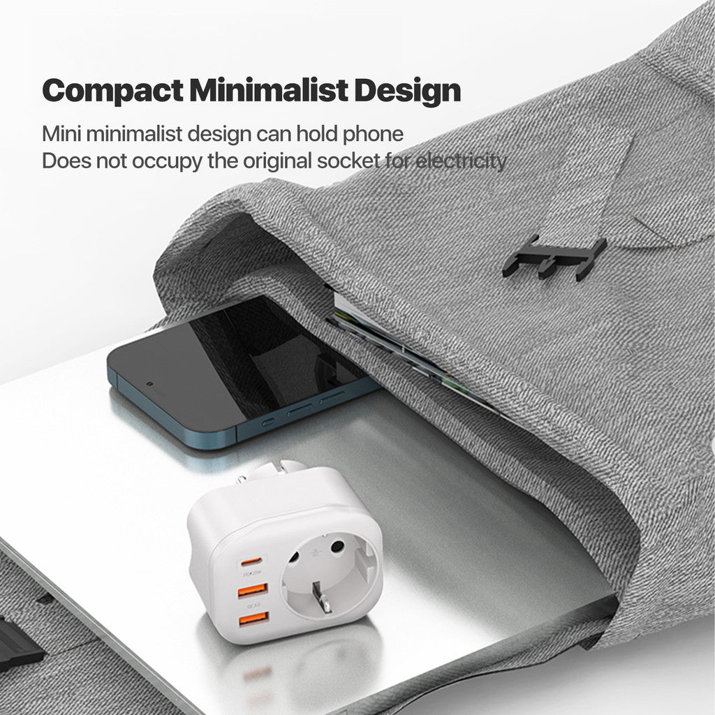 KiiP C26T Travel Adaptor 20W Fast Charging Dual USB (18W)/Type-C (25W)