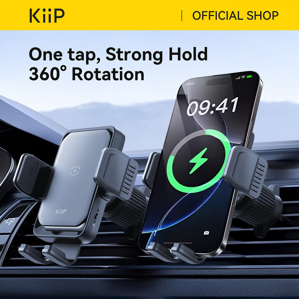 KiiP WC01 2in1 Car Mount Wireless Charger Phone Holder Mobil Car Charger 15W