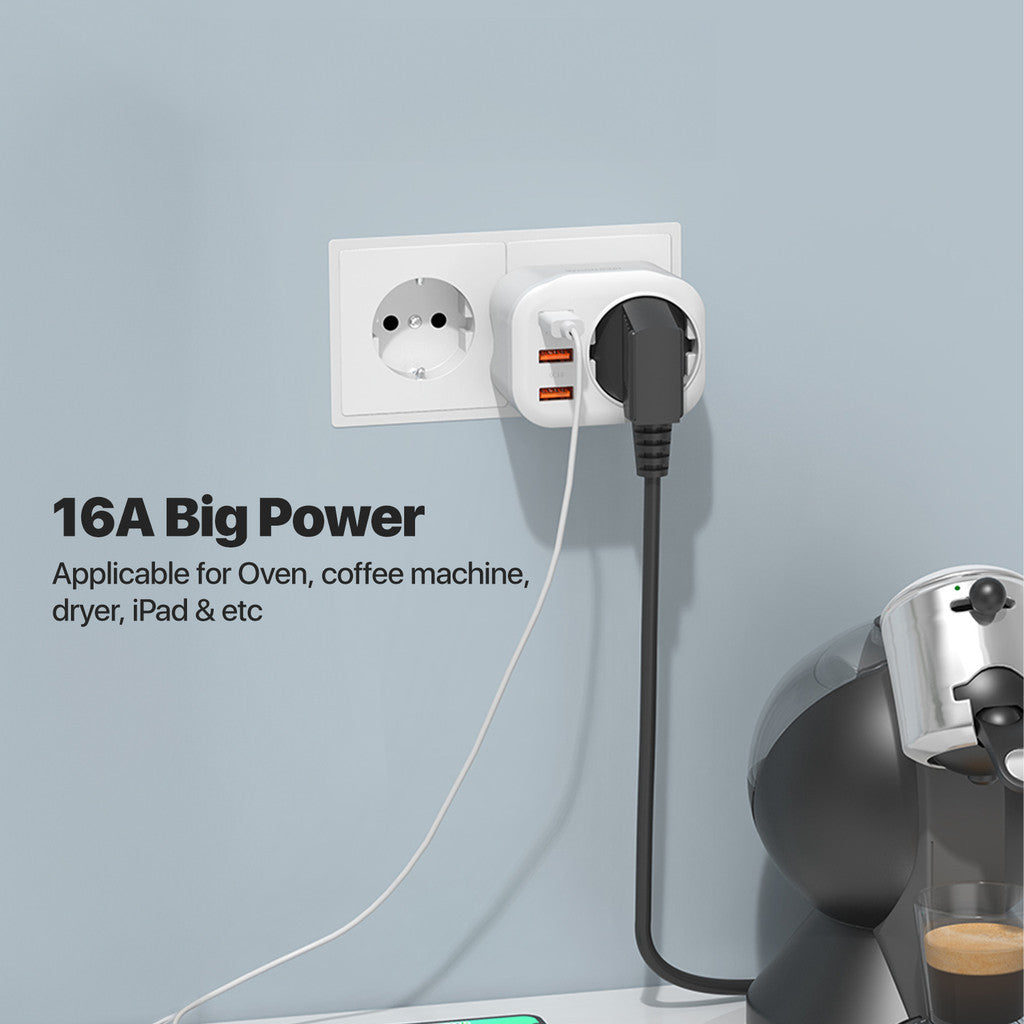 KiiP C26T Travel Adaptor 20W Fast Charging Dual USB (18W)/Type-C (25W)