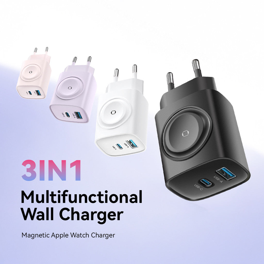 KiiP WH32 Adapter Charger 3in1 Fast Charging GaN6 22W USB-A / USB-C iWatch Wireless Charging