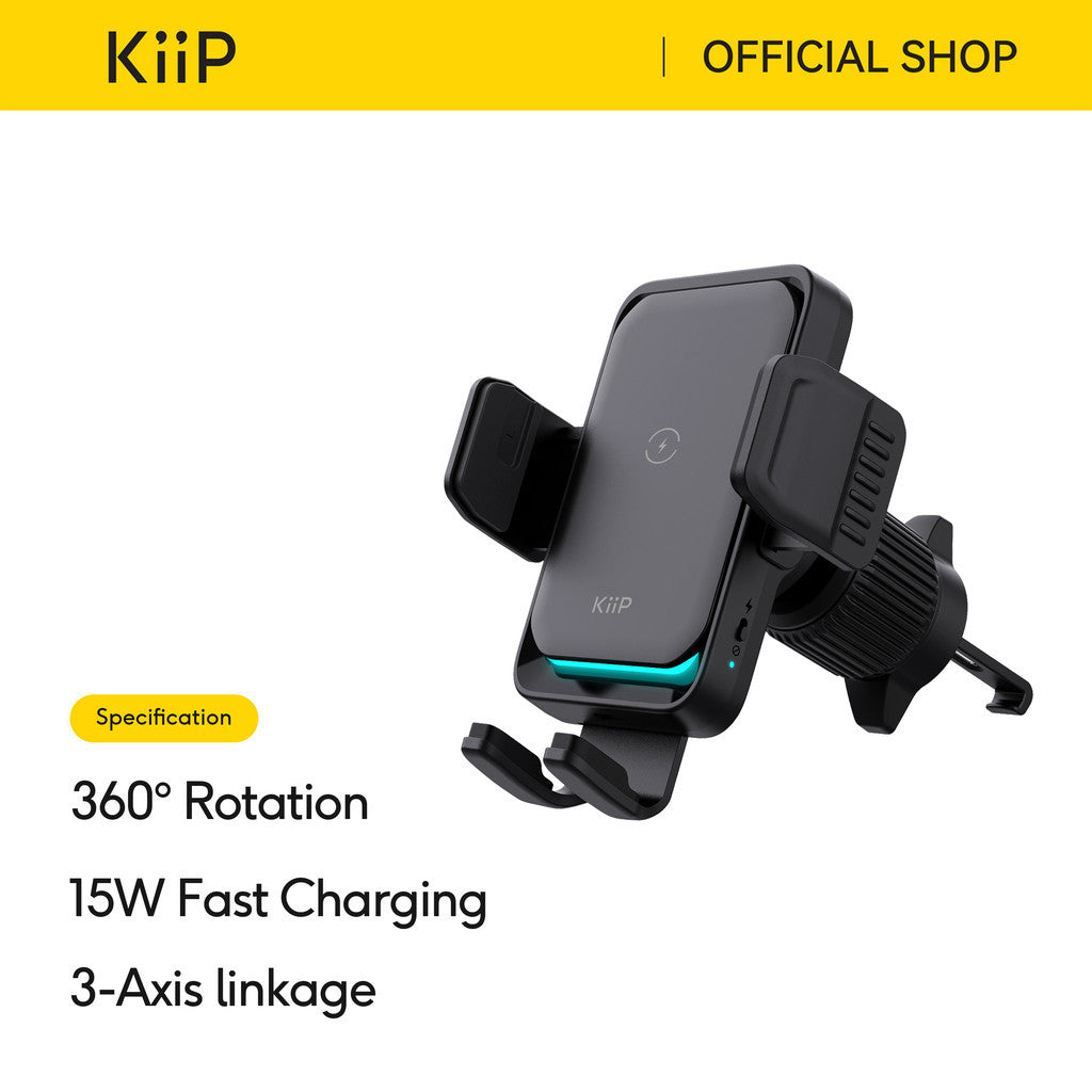 KiiP WC01 2in1 Car Mount Wireless Charger Phone Holder Mobil Car Charger 15W