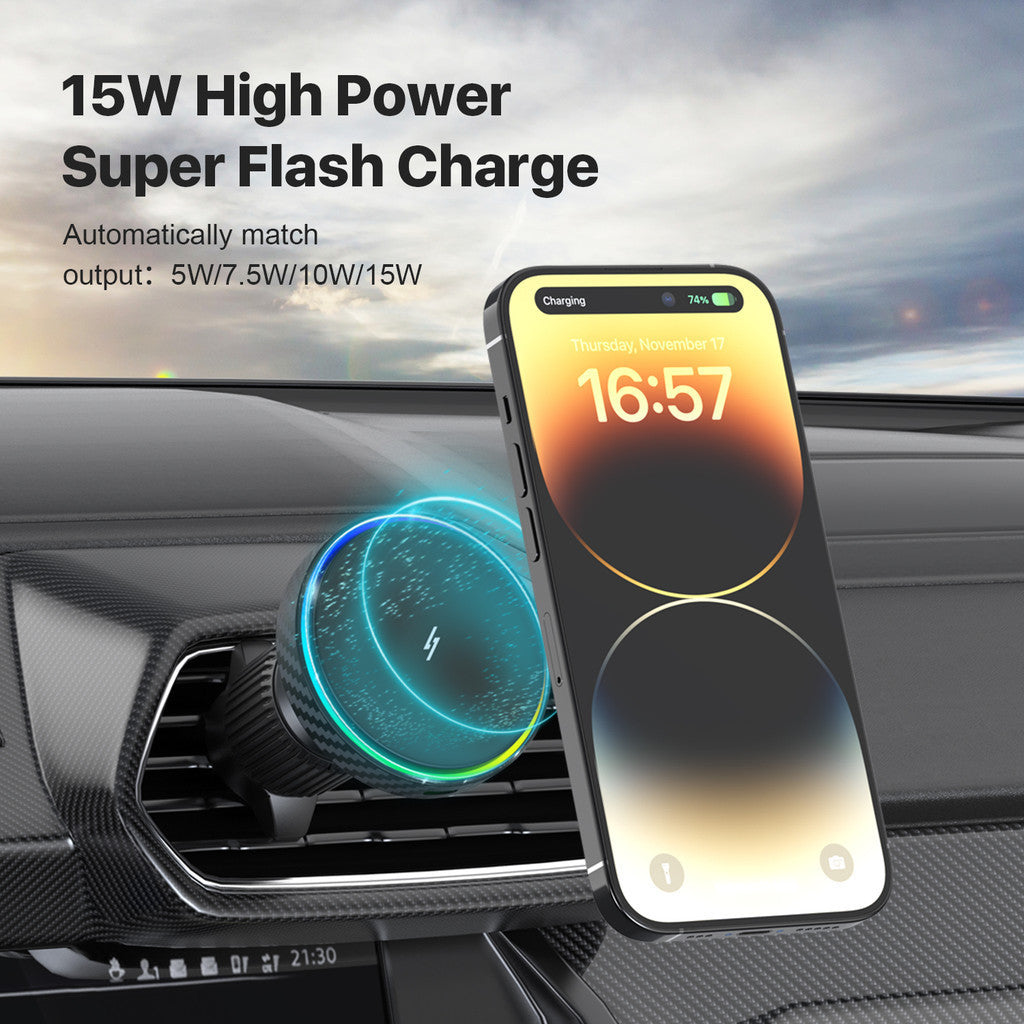 KiiP MG10C Magnetic Wireless Fast Charging Car Phone Holder 15W 360 Degree Rotation Air Vent Mobil