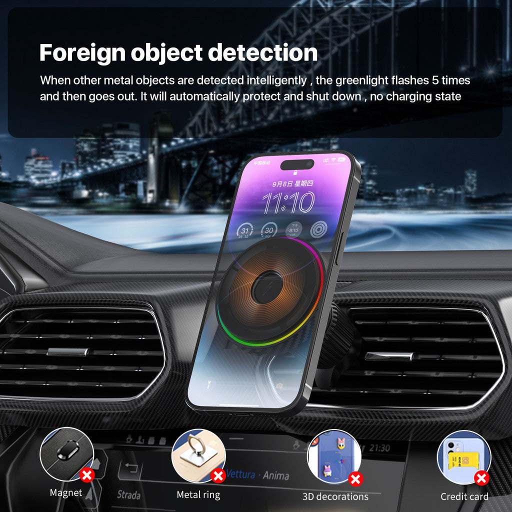 KiiP MG10C Magnetic Wireless Fast Charging Car Phone Holder 15W 360 Degree Rotation Air Vent Mobil