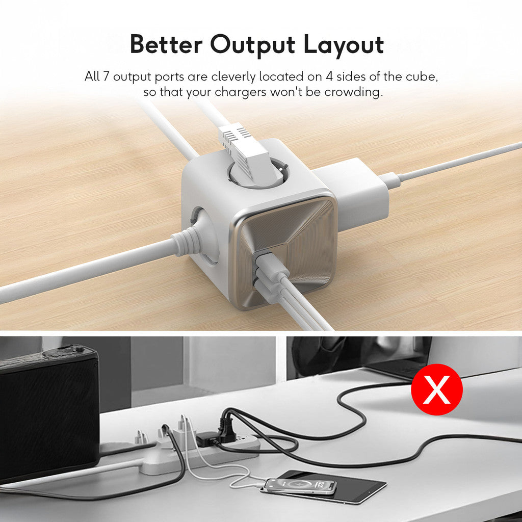 KiiP Charger C32T Power Cube Adaptor GaN 33W Fast Charging Adapter AC Socket 4000W With Cable