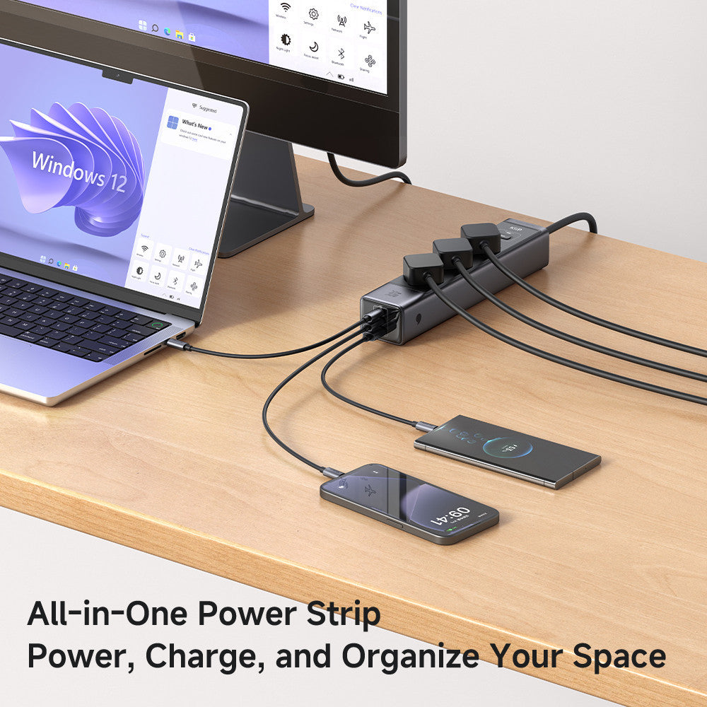 KiiP C29T Smart Power Strip GaN 30W 6in1 Charger Stop Kontak Surge Protection Multiple Socket PPS PD QC