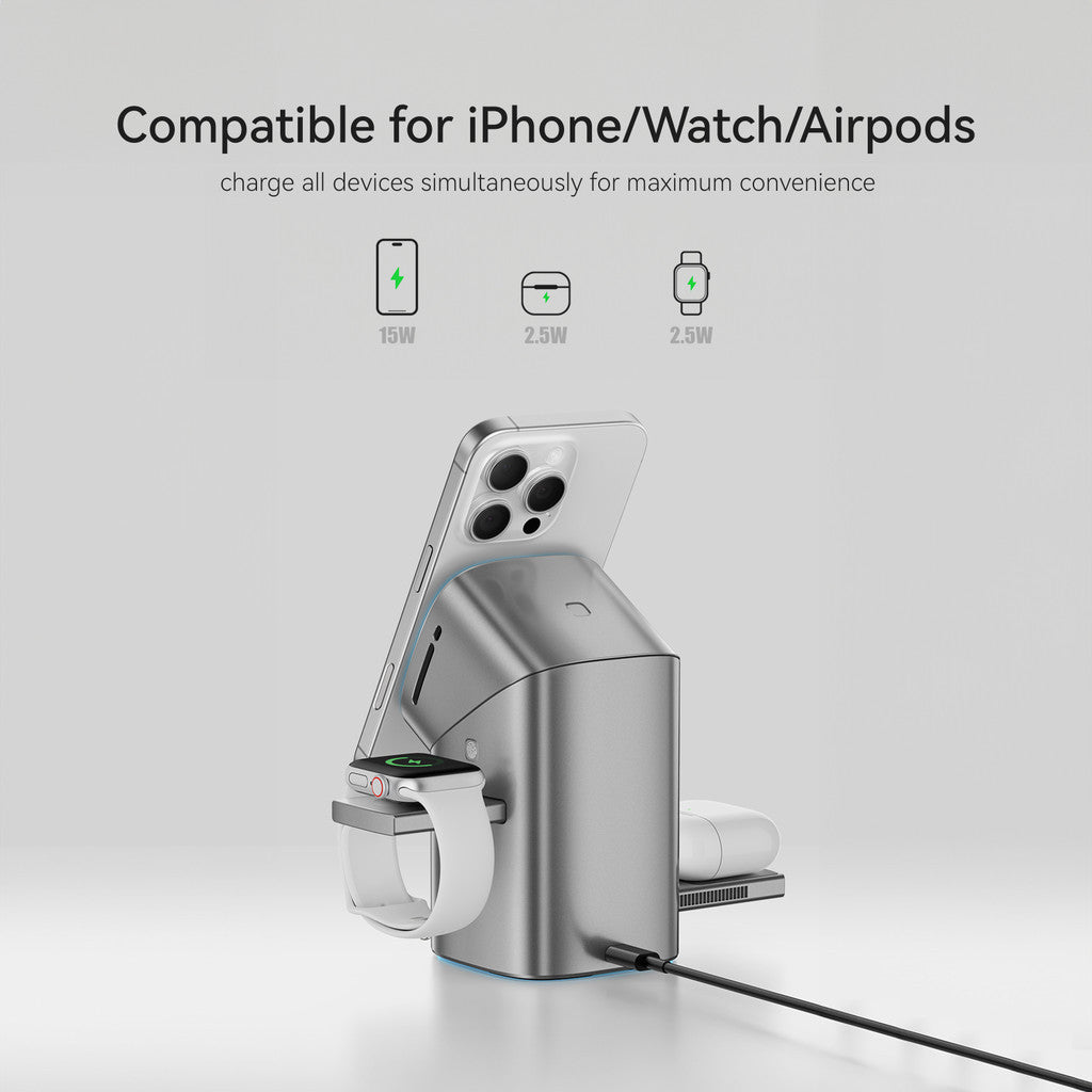 Kiip T2 Pro Qi2 3in1 Magnetic Wireless Charging Station Fast Charging 15w