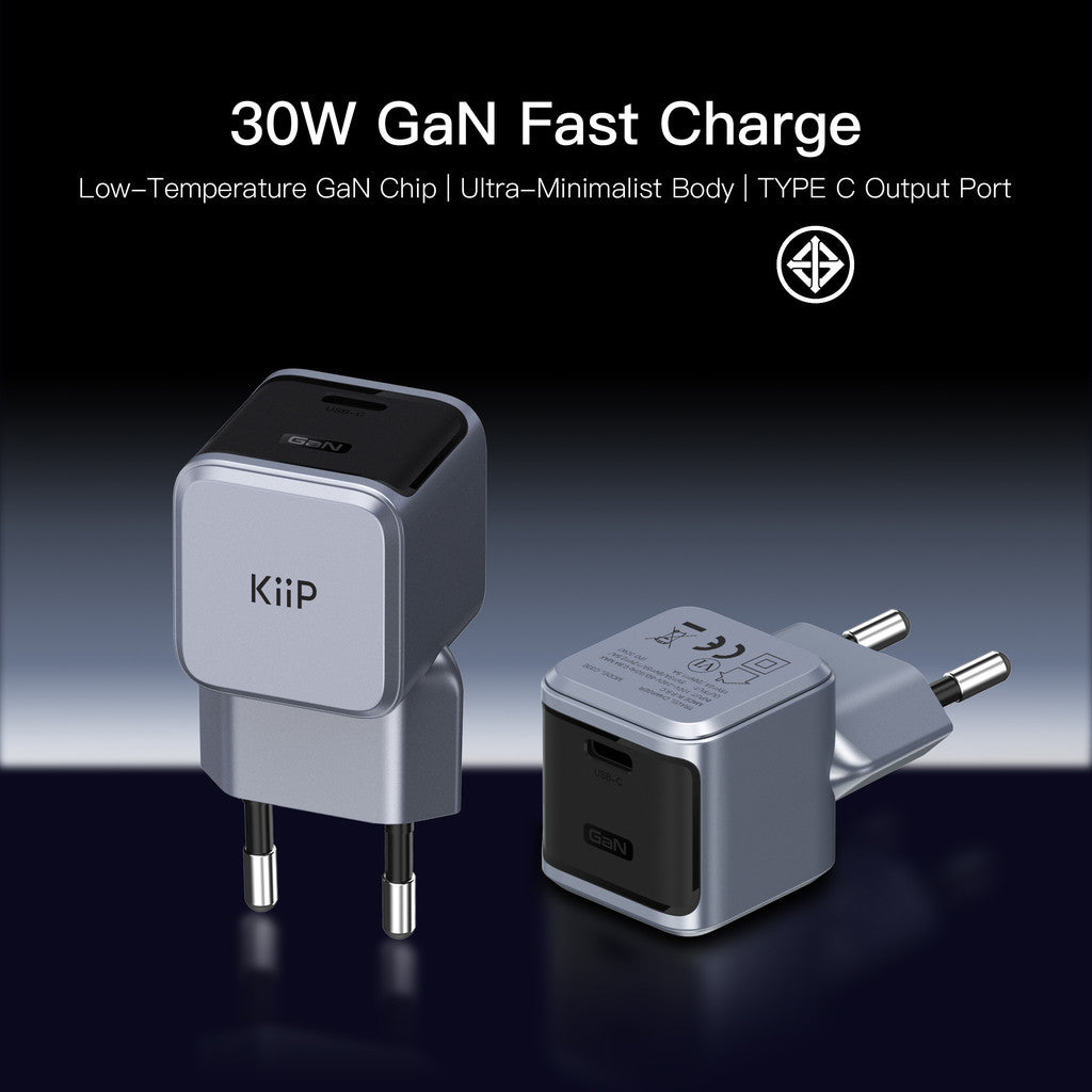 KiiP Wall Charger 30W Mini Adaptor GaN3 Fast Charger PD QC 3.0