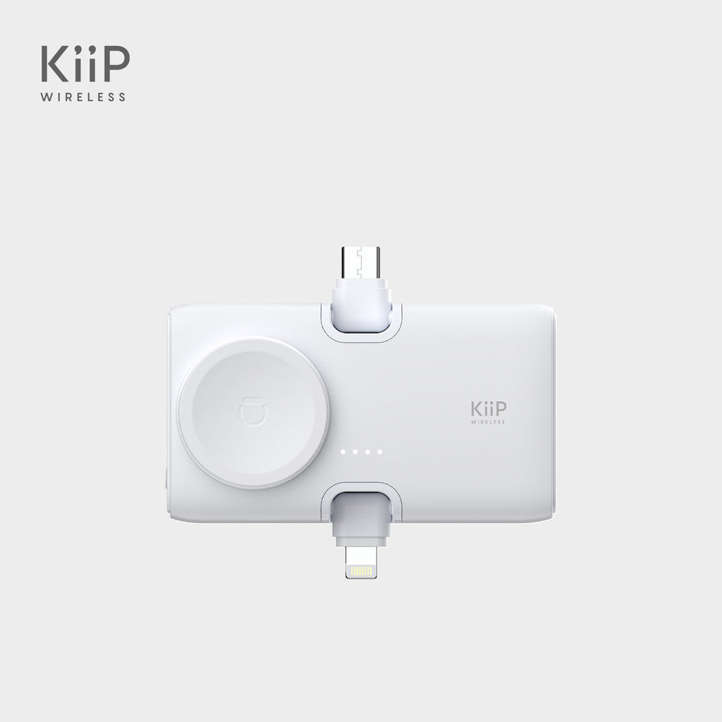 KiiP Power Bank Mini 3in1 Built In Cable Lightning Type C Iwatch Powerbank Fast Charging