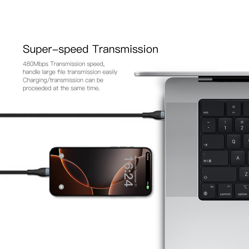 KiiP Cable S6 Fast Charging Kabel Data Type-C to Type-C 240W PD QC 3.0