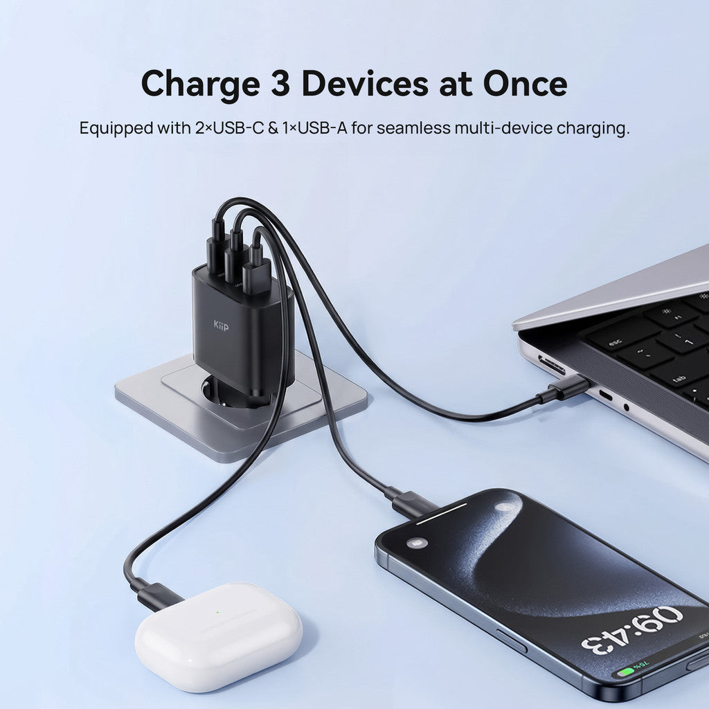 KiiP G65W Wall Charger Adaptor GaN 65W Fast Charging Kepala Charger Mini Compact Travel Adaptor