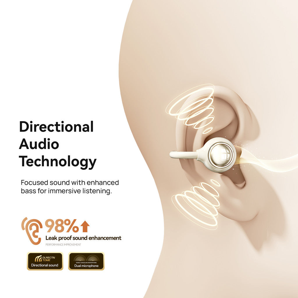 KiiP Airnora 2 In 1 Open Air and In Ear TWS Earphone Earclip Built in Mirror Sleep Earbuds Bluetooth 6.0
