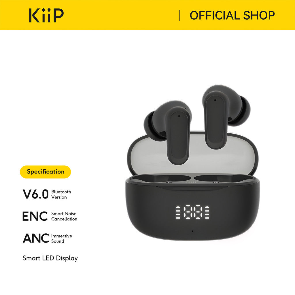 KiiP DTS19 TWS ANC ENC Bluetooth 6.0 Headset Handsfree Earphone Low Latency