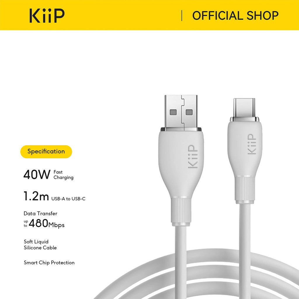 KiiP Kabel Data Silikon Fast Charging A To C/IP/Mikro Up To 40W