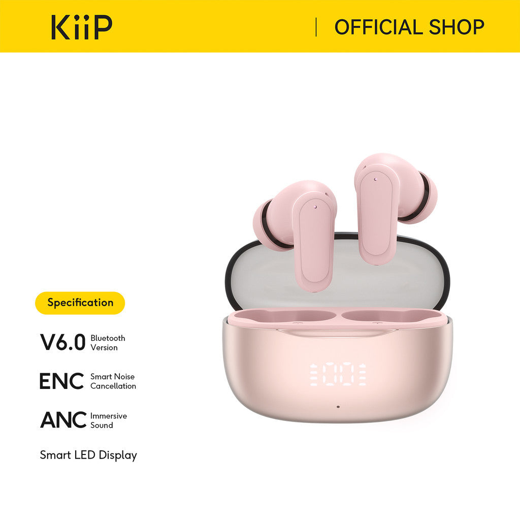 KiiP DTS19 TWS ANC ENC Bluetooth 6.0 Headset Handsfree Earphone Low Latency