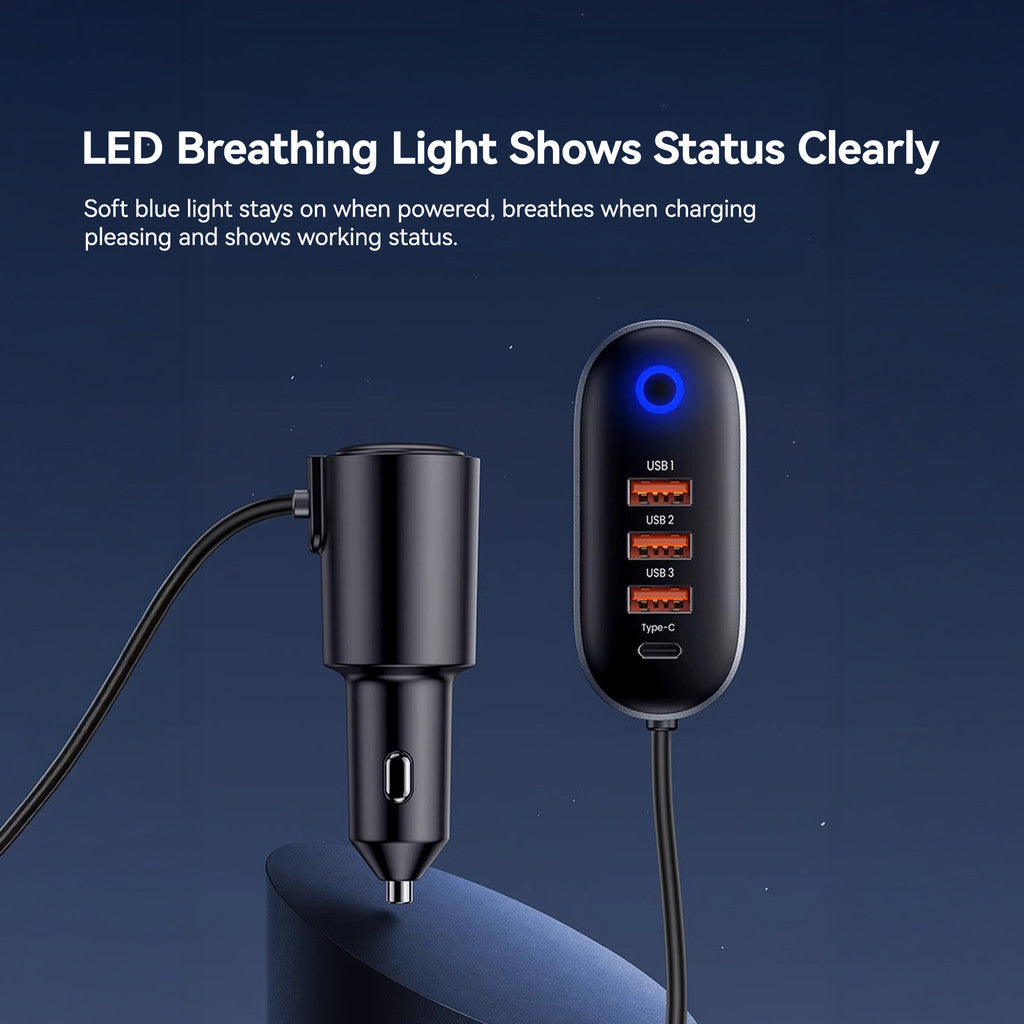 KiiP Car Charger Mobil 125W 4 Ports Type-C USB Fast Charging Adapter Smart Chip Dual Cooling System