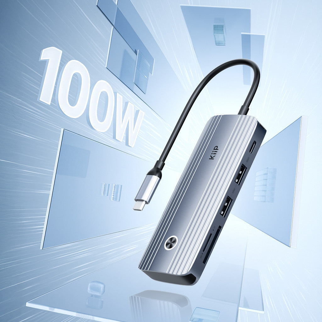 KiiP Metal Gleam Series HUB Docking Station All In One USB Type C To HDMI 4K 60Hz PD 100W SD/TF 3.0 5Gbps Data Transfer