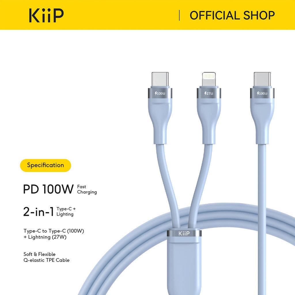 KiiP Pudding Series Fast Charging Cable 2in1 C To C PD 100W C To L 27W 1.5M