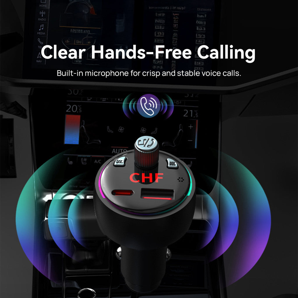 KiiP Car Charger PD 30W Fast Charging USB A + Type C FM Transmitter
