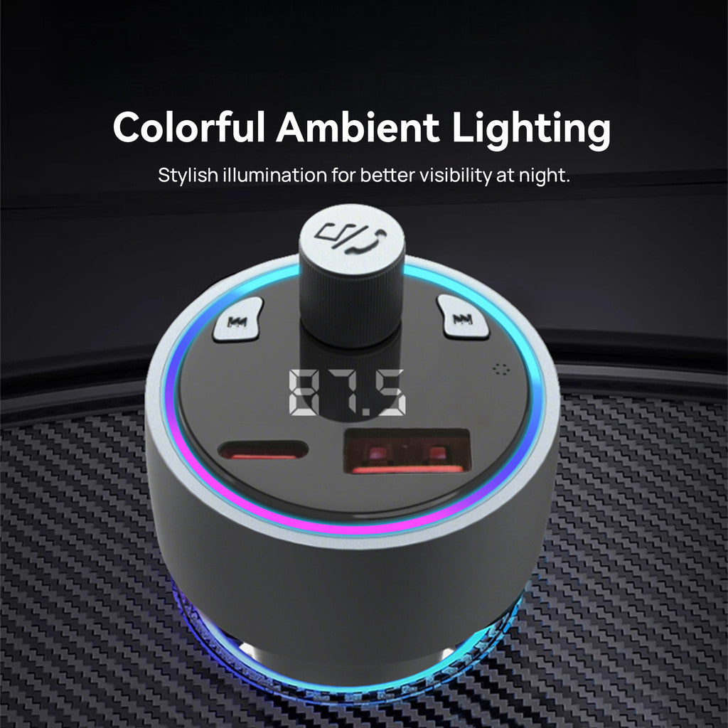 KiiP Car Charger PD 30W Fast Charging USB A + Type C FM Transmitter