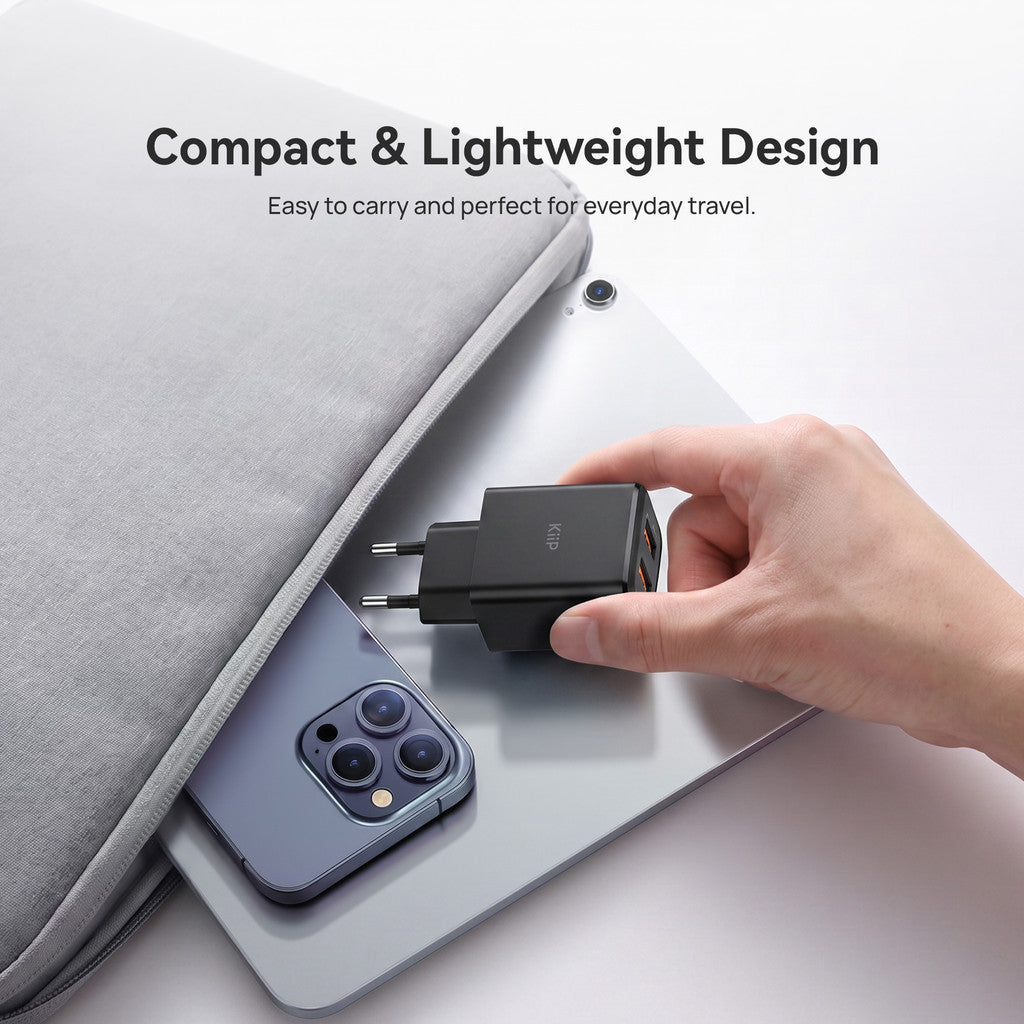 KiiP C12W Dual Port USB A 12W Compact Mini Wall Charger Adaptor Kepala Charger
