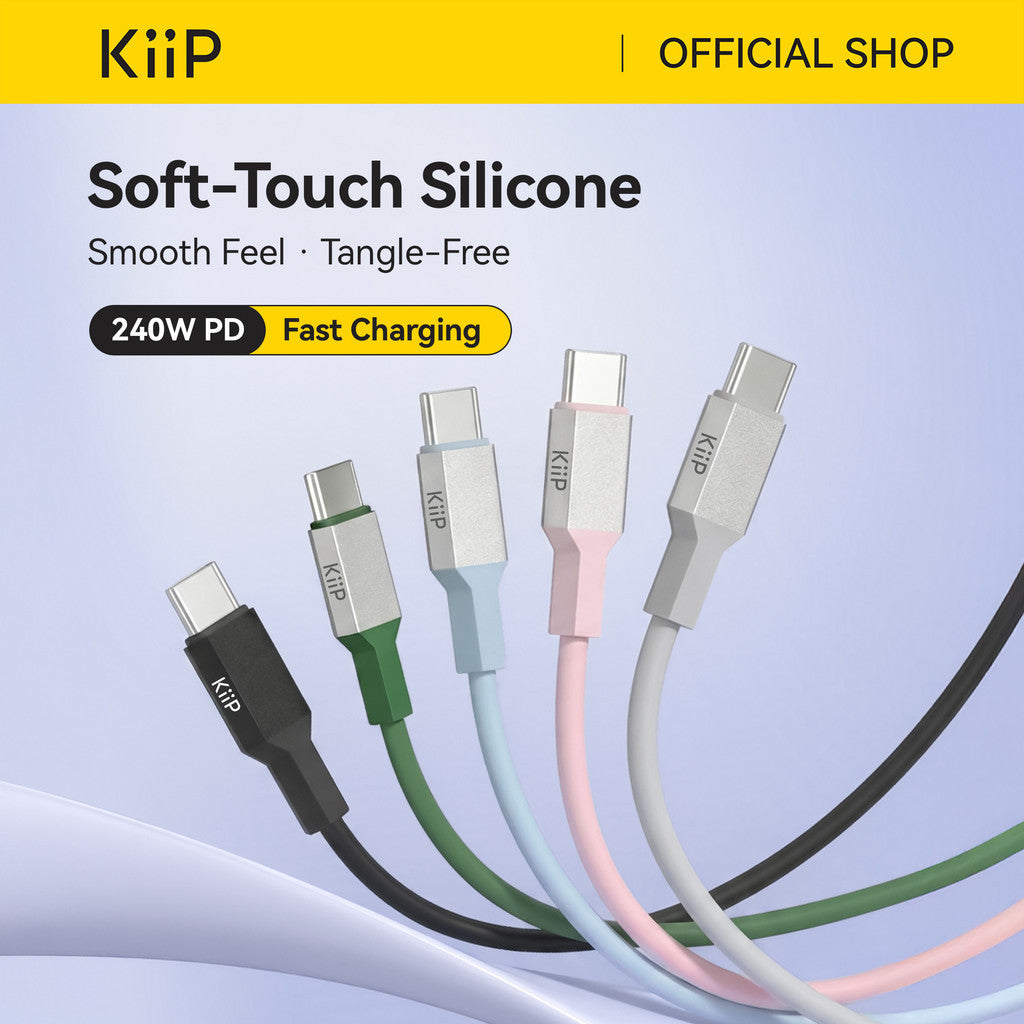 KiiP Cable S240 USB C to C PD 240W Fast Charging for Laptop Tab Phone 480Mbps Data Transfer