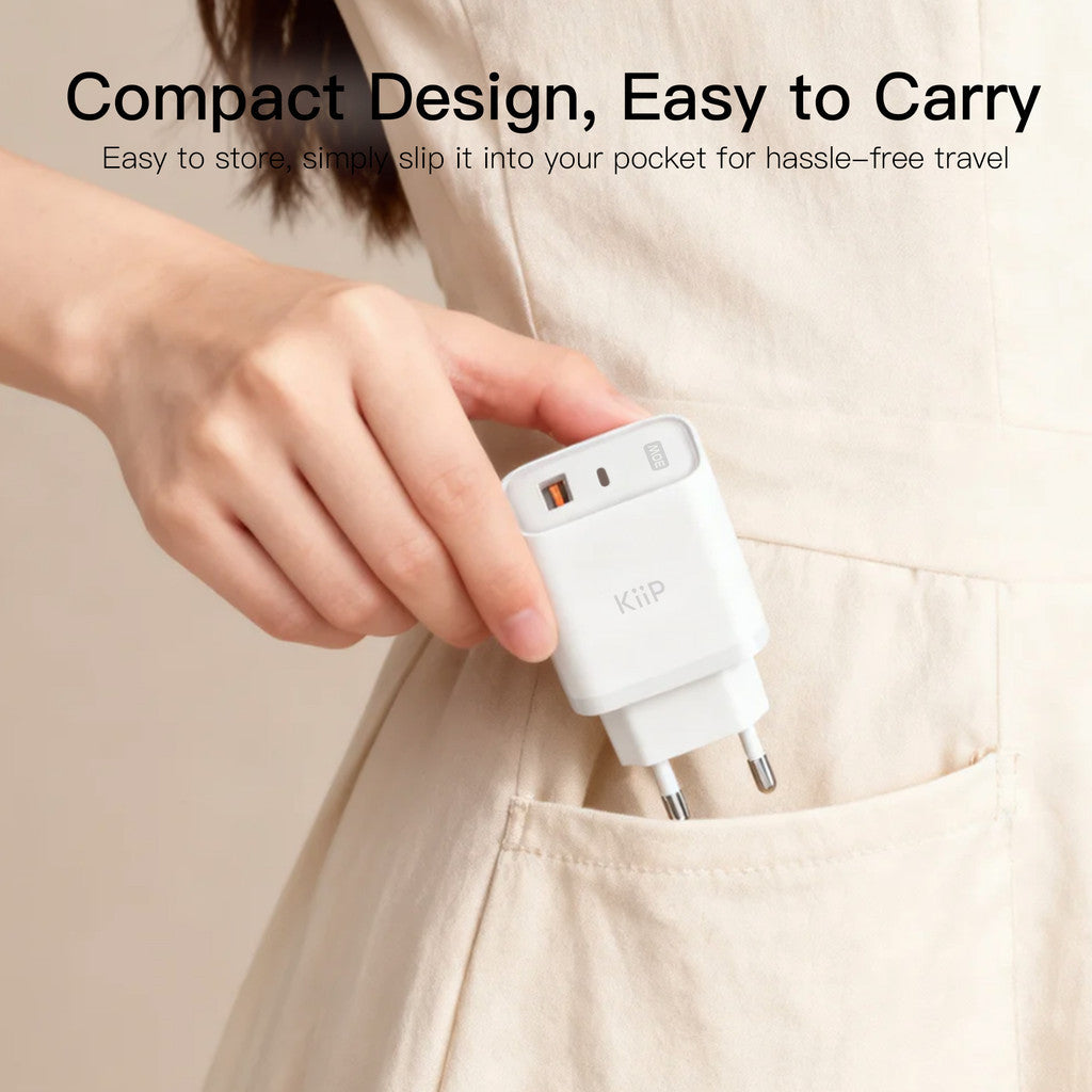 KiiP C30E Wall Charger Adaptor GaN 30W Fast Charging Kepala Charger Mini Travel Adaptor