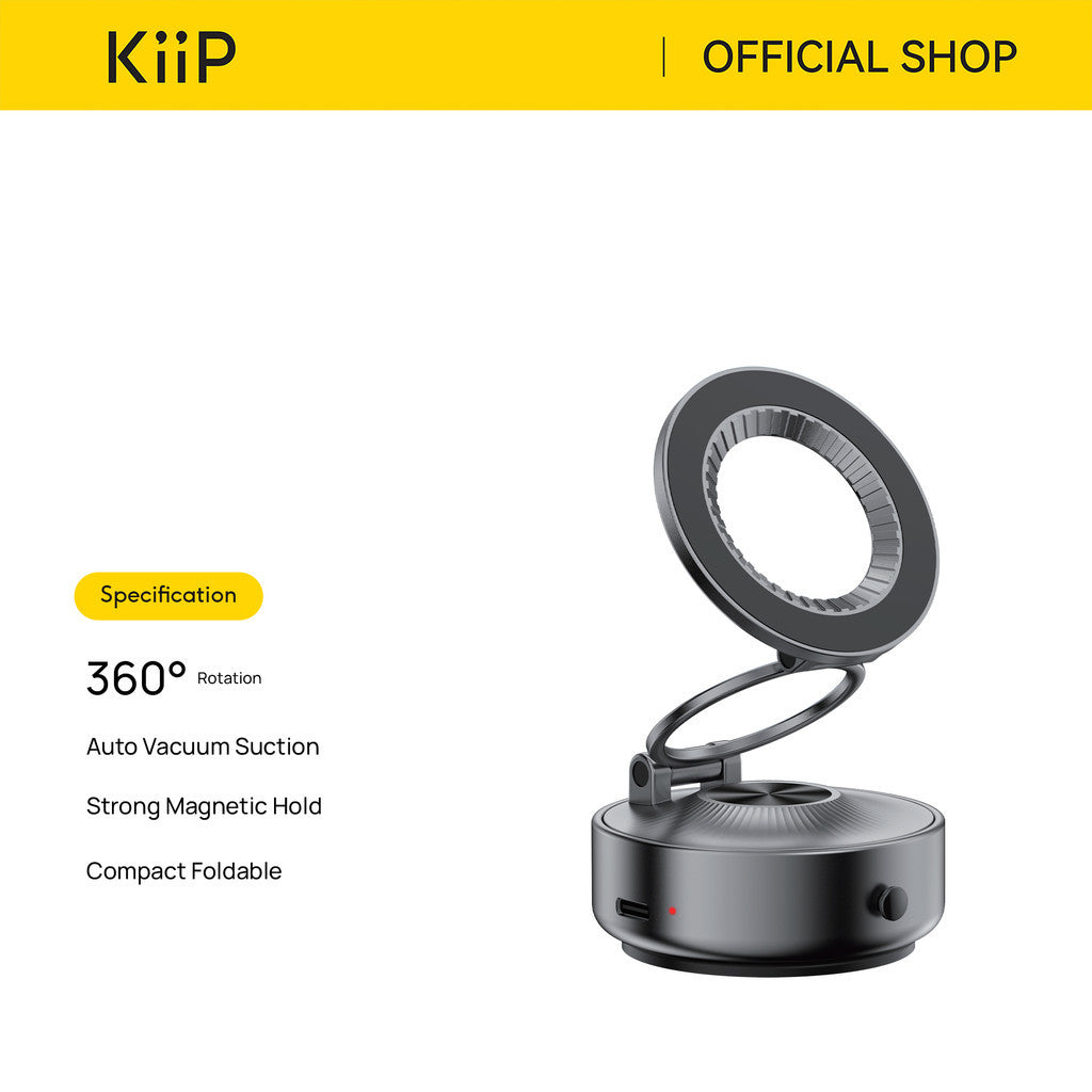 KiiP MG02 Phone Holder Compact Foldable 360° Rotation Vacuum Suction Strong Magnetic