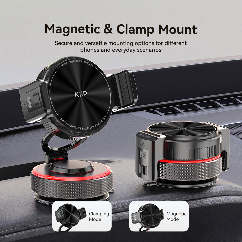 KiiP MG03 Phone Holder 2in1 Magnetic & Clamp Foldable 360° Rotation Magsafe & Non- Magsafe Compatible