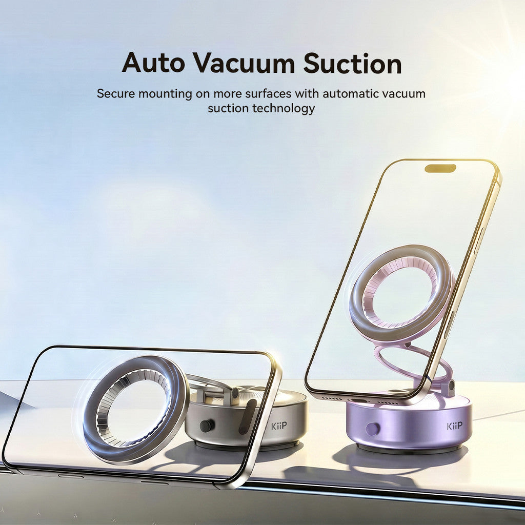 KiiP MG02 Phone Holder Compact Foldable 360° Rotation Vacuum Suction Strong Magnetic