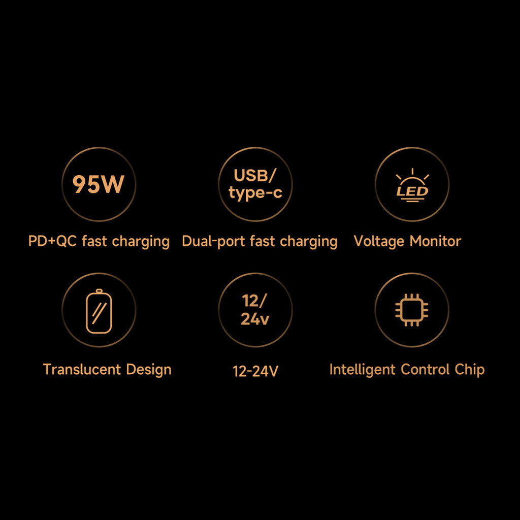 KiiP H16 Pro Car Charger Mobil PD PPS 95W Type-C+USB Fast Charging
