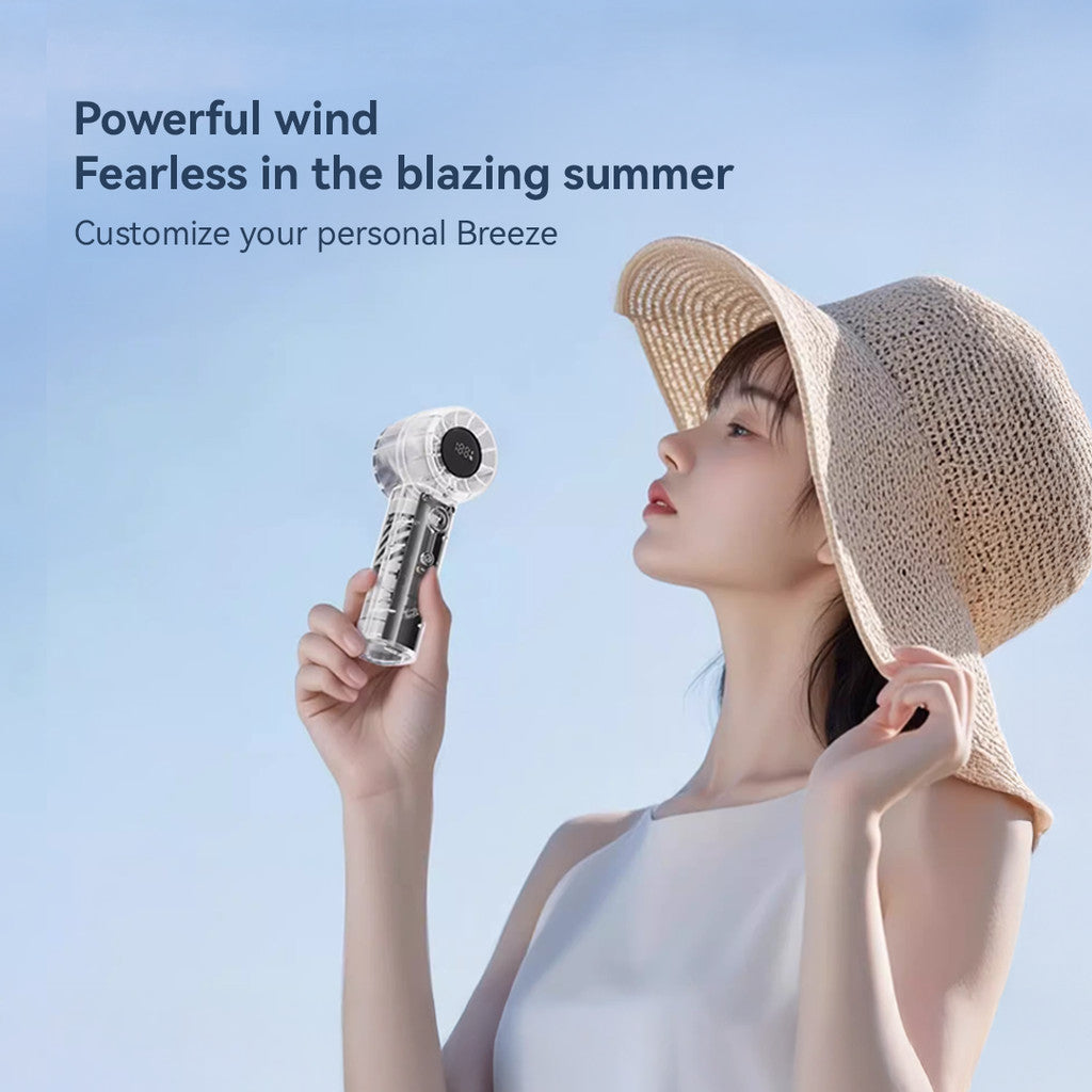 KiiP Fan07 Transparant Portable Fan High-speed Kipas Angin Mini Turbo 5Speed Kipas Genggam Smart LED Display
