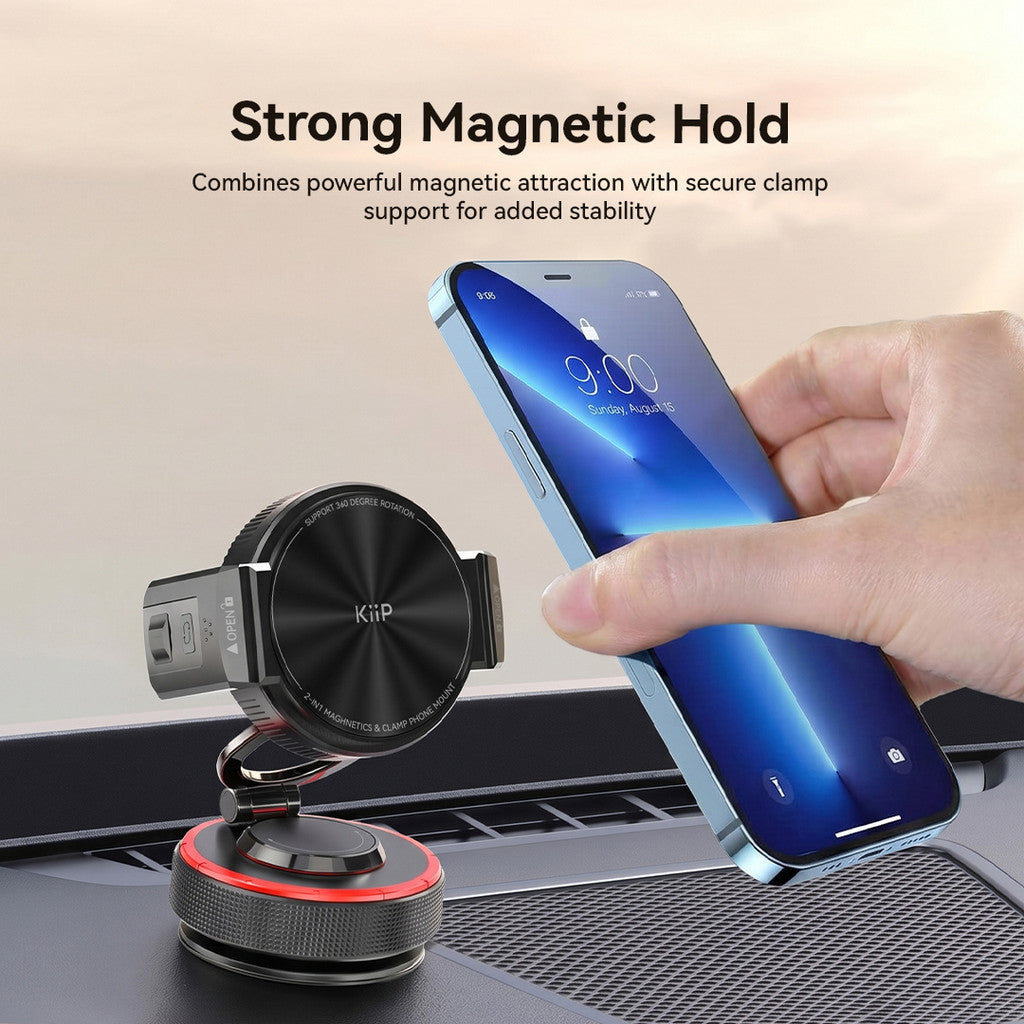 KiiP MG03 Phone Holder 2in1 Magnetic & Clamp Foldable 360° Rotation Magsafe & Non- Magsafe Compatible