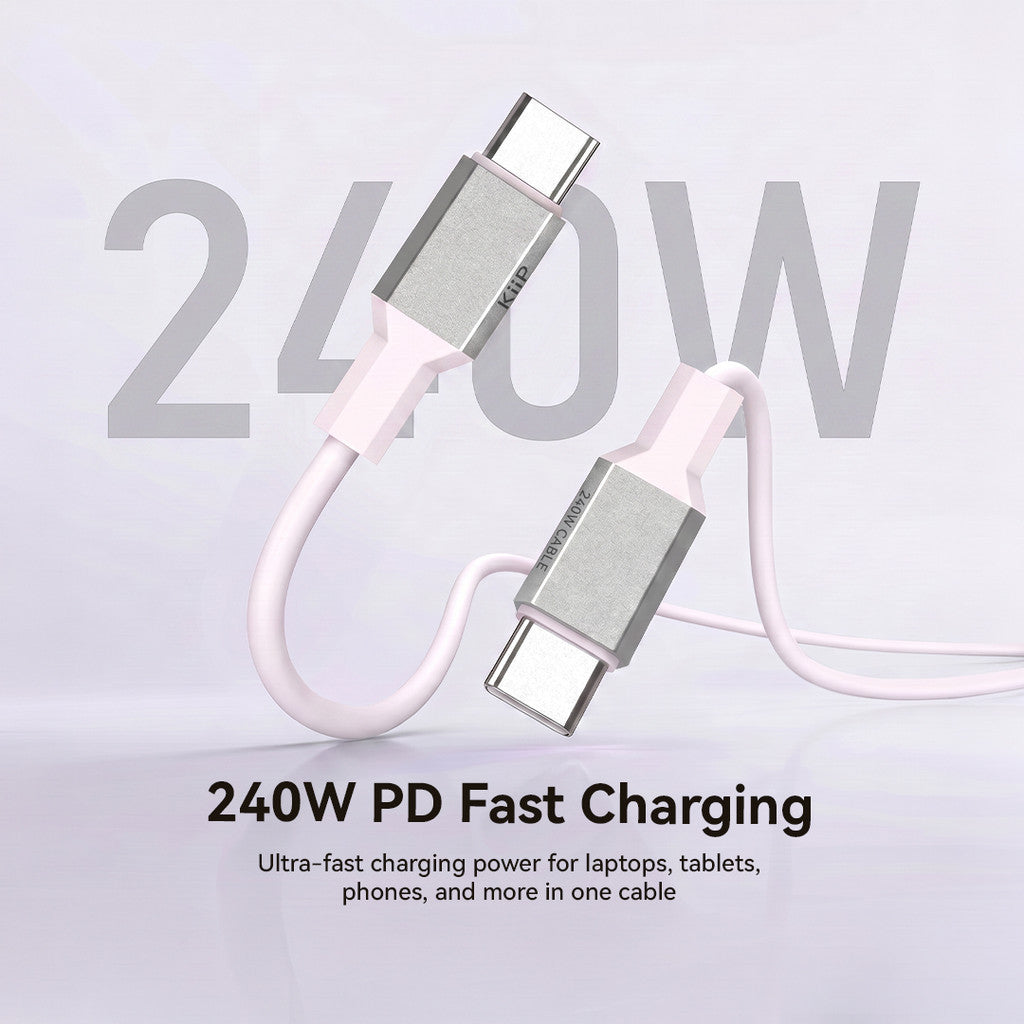 KiiP Cable S240 USB C to C PD 240W Fast Charging for Laptop Tab Phone 480Mbps Data Transfer