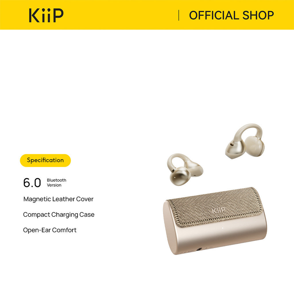 KiiP DTH30 OWS Earphone Bluetooth 6.0 Flexible Clip Premium Leather Compact Case
