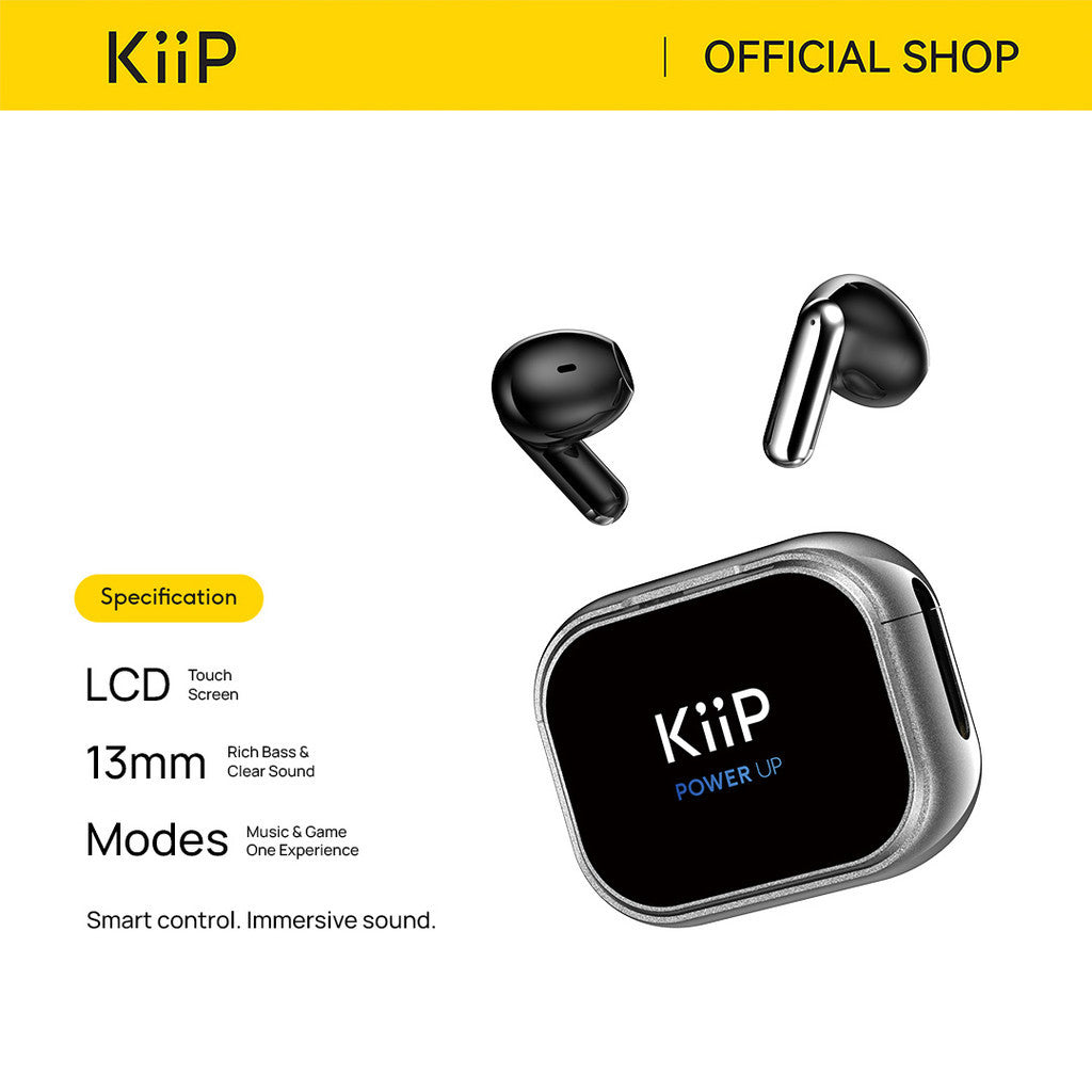 KiiP DTS29 TWS Bluetooth Headset Earphone BT 6.0 Large Touch Screen Noise Reduction IPX5